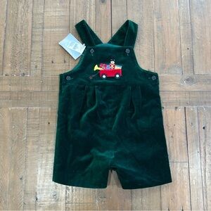 Talbots green vintage Christmas shortall romper nwt